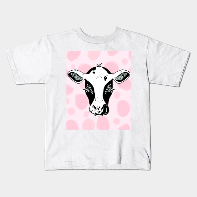 Strawberry Cow Kids T-Shirt by Astroparticule